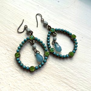 Blue and Green Dangling Earrings